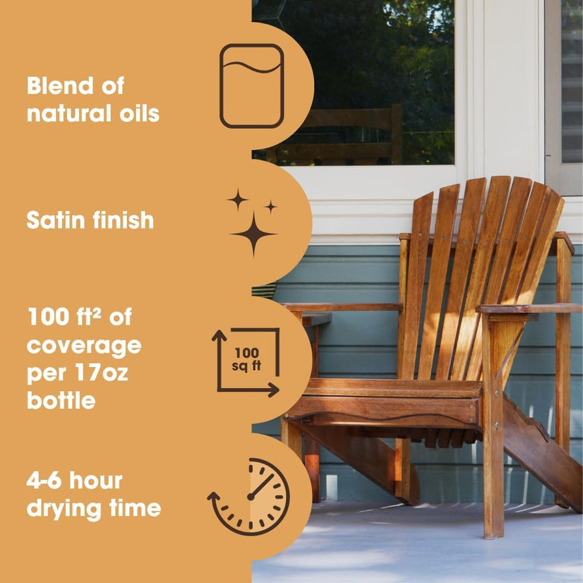 Furniture Clinic Danish Oil for Wood - Premium Finishing Oil to Enhance The Natural Beauty of Oak, Pine & Wooden Worktop Surfaces - Seal & Protect for a Satin Finish - 500ml