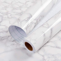 Hode Marble Sticky Back Plastic 60cm X 10m Granite White Grey Vinyl Wrap Contact Paper Self Adhesive Wallpaper Waterproof PVC Roll for Kitchen Countertop Furniture Easy to Remove