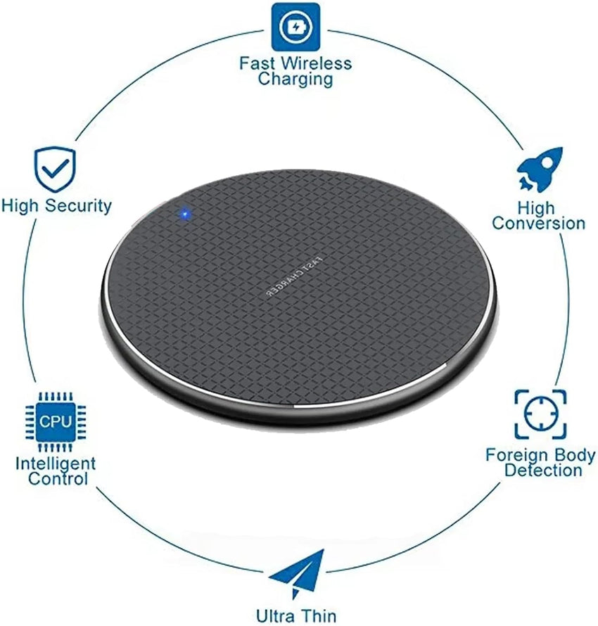 INDOTEAM Wireless Charger Pad | 15W Fast Wireless Charging Pad - Compatible with Samsung, iPhone and Other Qi Compatible Phones | Qi Wire-less Charger Adapter | 15W Fast Wire-less Charging Adaptor