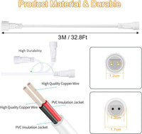 Redefun 3M 2 Pin Extension Cable, Waterproof Cord Anti-Corrosion Extension Lead Wire for Outdoor String Lights, Festoon Lights, G40 Globe Light, Icicle Curtain Net Light