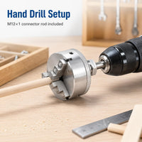 Mini Lathe Zinc Alloy Mini Lathe Three Claw Mandrel, M12 * 1 Manual Chuck Power Tool Electric Drill Binding Power Tool for Woodworking, Small Machine - Metal Tool