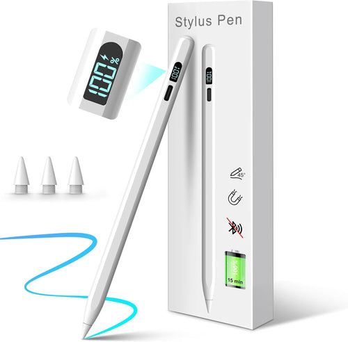 Stylus Pen for Ipad,Ipad Pencil for 2018-2024- Ipad Pen 3X Faster Charge/Work 11H with Palm Rejection/Tilt Sensitivity for iPad Pro 11/12.9/13'', iPad 6-10,iPad Air 11/13'',3-5,iPad Mini 5/6 (white)