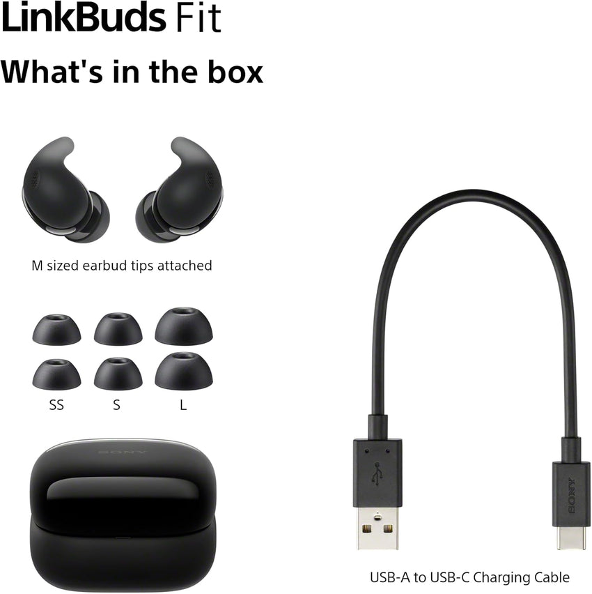 Sony LinkBuds Fit - Truly Wireless Noise Cancelling Bluetooth Earbuds - All Day Comfort, IPX4, Hi-Res Audio, Ambient Sound Mode, 21Hrs Battery Life, Multipoint Connection, iOS & Android - Black