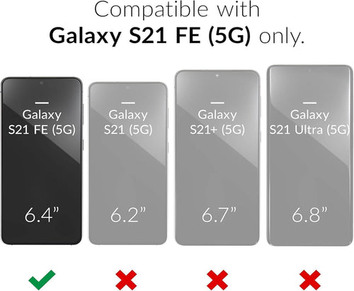 for Samsung Galaxy S21 FE Case with Camera Cover Slider, 2*Screen Protectors,Build in 360^0Rotating Ring Kickstand, Military Grade Protective Case for Galaxy S21 FE 5G 6.4"-Green