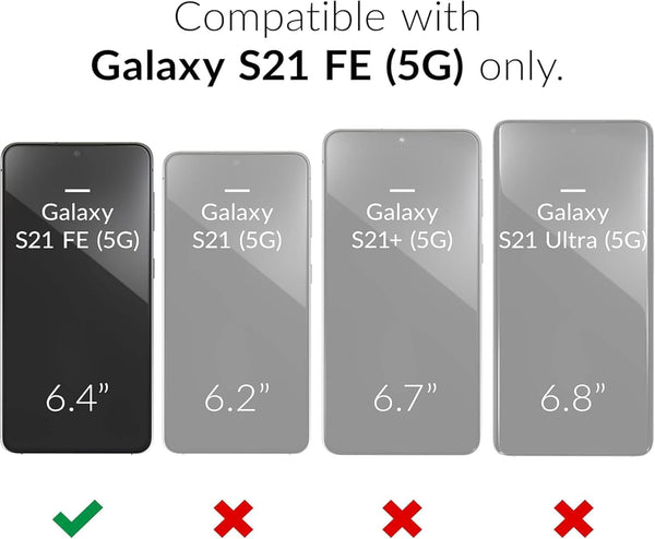 for Samsung Galaxy S21 FE Case with Camera Cover Slider, 2*Screen Protectors,Build in 360^0Rotating Ring Kickstand, Military Grade Protective Case for Galaxy S21 FE 5G 6.4"-Green