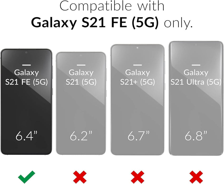 for Samsung Galaxy S21 FE Case with Camera Cover Slider, 2*Screen Protectors,Build in 360^0Rotating Ring Kickstand, Military Grade Protective Case for Galaxy S21 FE 5G 6.4"-Green