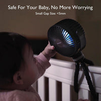 momcozy Portable Pram Fan 8000mAh Rechargeable Stroller Fan with 4 Speeds Black