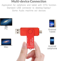 32GB OTG Memory Stick Dual USB Flash Drive, Thumb Drive with Micro USB Drive Port for Android Smartphone Tablet & Computer (Red)
