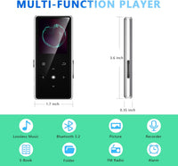 64GB MP3 Player with Bluetooth 5.2, AiMoonsa Music Player with Built-in HD Speaker, FM Radio, Voice Recorder, HiFi Sound, E-Book Function, Earphones Included