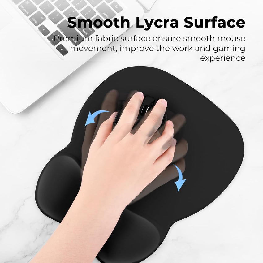 EooCoo Ergonomic Mouse Pad with Wrist Rest, Memory Foam Support Mousepad | Non-Slip Base for Computer, Cafe, Home & Office, 9.64 x 8.26 in Office Desk Accessories, Carpal Tunnel Relief