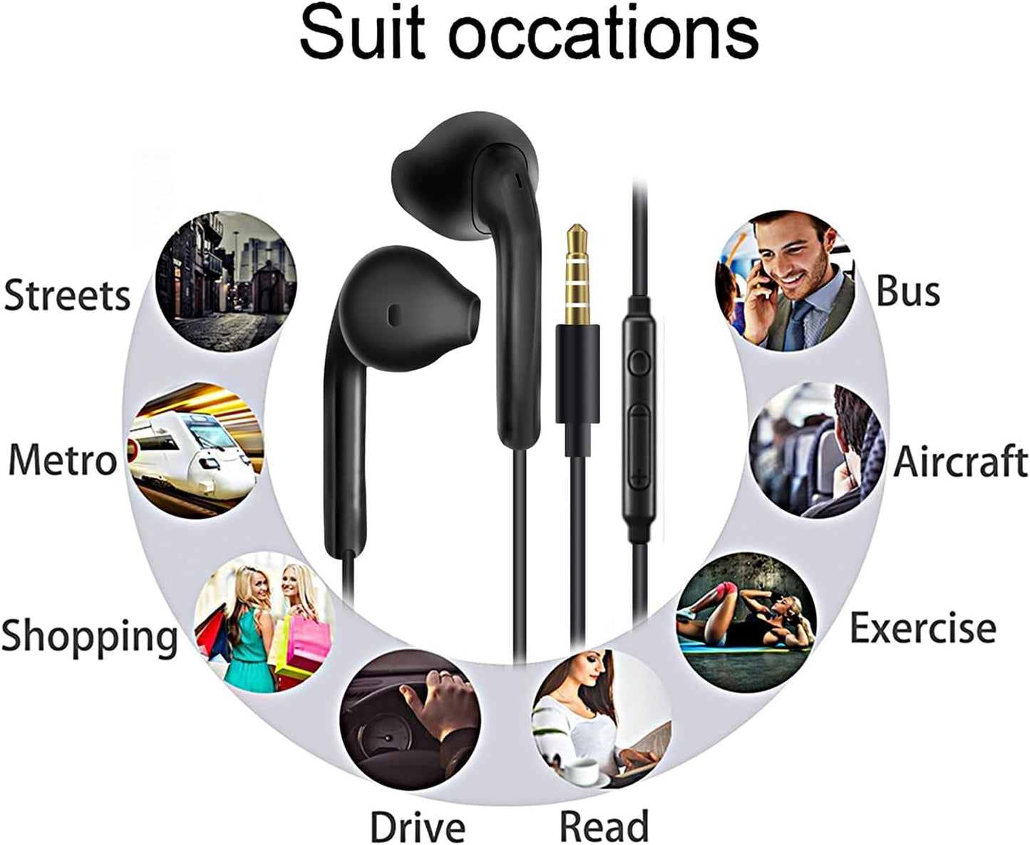 2 Pack Earphones Wired Headphones In Ear Wired Earbuds with Microphone Noise Isolating Headset remote sound control Compatible With Phone Samsung Huawei Android Smartphones Tablets Laptops