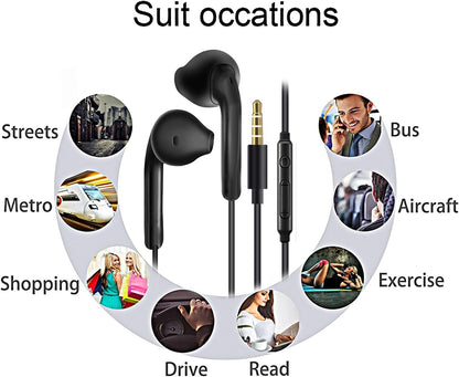 2 Pack Earphones Wired Headphones In Ear Wired Earbuds with Microphone Noise Isolating Headset remote sound control Compatible With Phone Samsung Huawei Android Smartphones Tablets Laptops