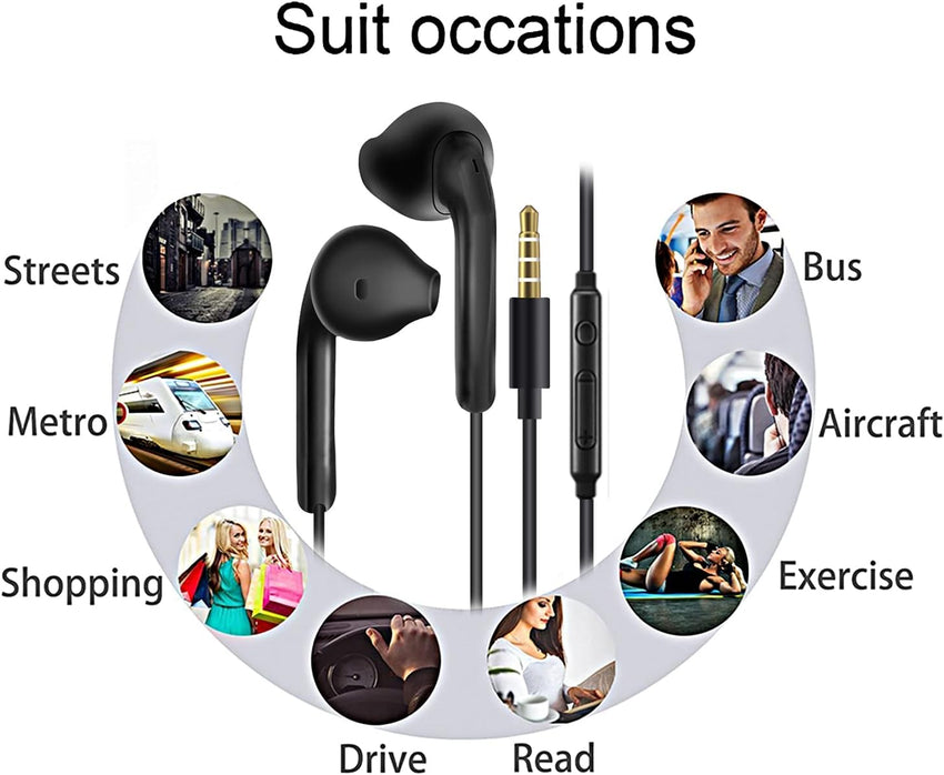 2 Pack Earphones Wired Headphones In Ear Wired Earbuds with Microphone Noise Isolating Headset remote sound control Compatible With Phone Samsung Huawei Android Smartphones Tablets Laptops