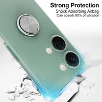 Kickstand Case Compatible with OnePlus Nord 3 5G, Crystal CLEAR Protective Soft TPU Shockproof Case with 360 Degree Magnetic Ring Cover - Silver Ring