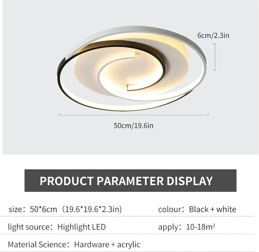 Modern LED Ceiling Light Dimmable Geometric Design â Black 50cm