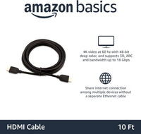 Amazon Basics 4K HDMI Cable 3m - 18Gbps High Speed with Ethernet, 4K@60Hz, 2160p, Black