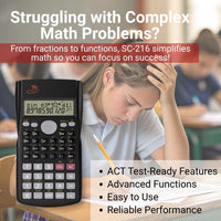 SC-216 Non-Graphing Scientific Calculator, Middle/High School, Fraction Key BATTERIES INCL