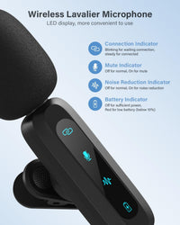 Wireless Lavalier Microphone for iPhone, iPad, Android Phone, 2-Pack Mini Microphone with Noise Reduction, Auto Pairing and Mute & Reverb for Vlogging, Video Recording, TikTok, YouTube - Plug & Play