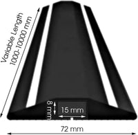 Allcam FCP 2m Rubber Floor Cable Protector/Cable Cover w/Hi Vis yellow Stripes & 15x 8 mm Cable Channel