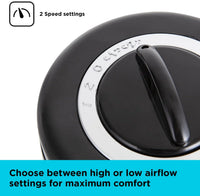 BLACK+DECKER Mini Tower Fan Low Noise 2 Speeds 12-inch 18W â Black