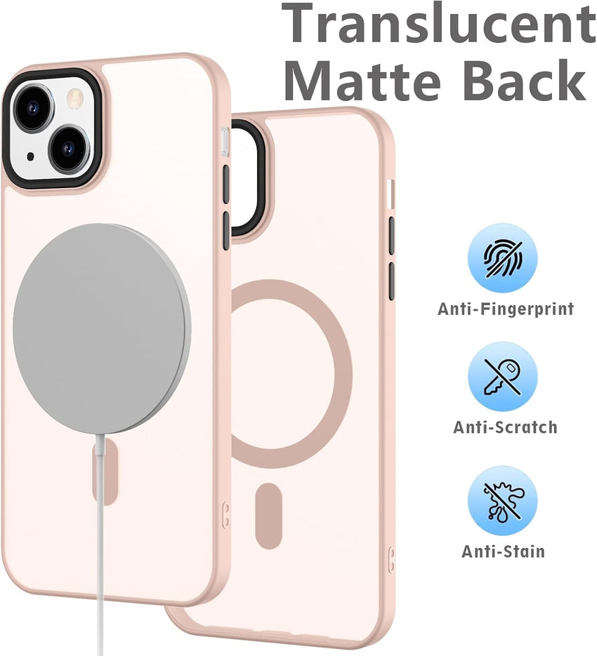 SupVict iPhone 13 Case Magnetic, Phone Case iPhone 13 Compatible with MagSafe Ultra Slim Thin Translucent Matte Back, Shockproof Anti-Yellow Military Grade Protective Cover Case for iPhone 13 Pink