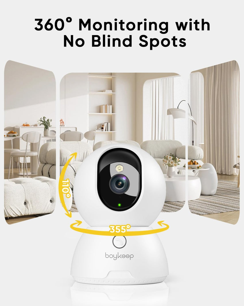 BoyKeep 2K Indoor Surveillance Cameras 2-Pack with Night Vision â Home Security