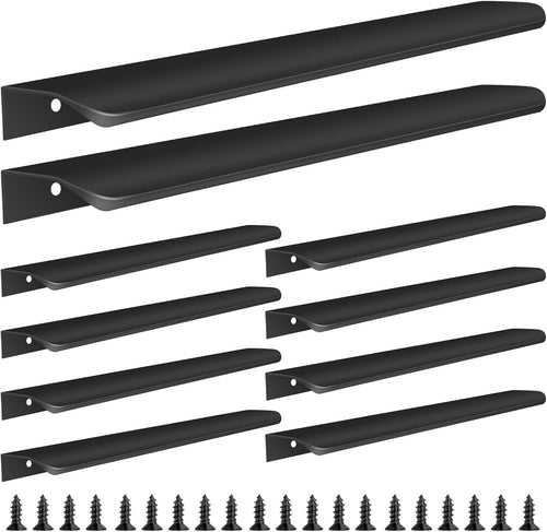 Finger Edge Cupboard Handles 300mm Modern Aluminum 10 Pack Matte Black