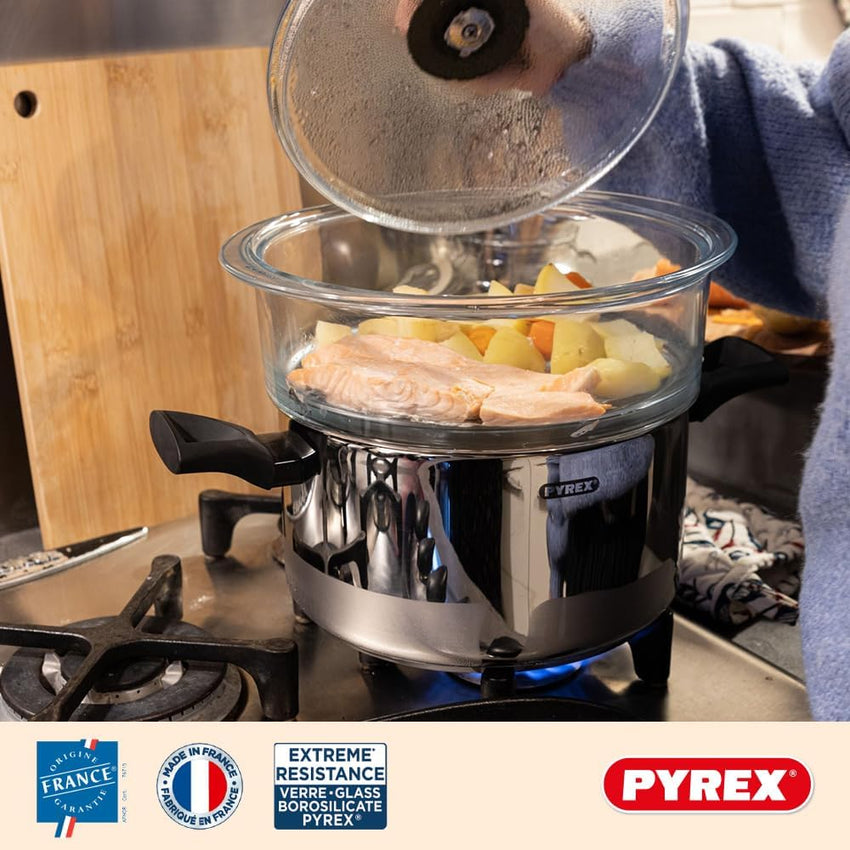 Pyrex Double Steam Basket with Lid ÃÂÃÂ¢ÃÂÃÂÃÂÃÂ 20cm Borosilicate Glass