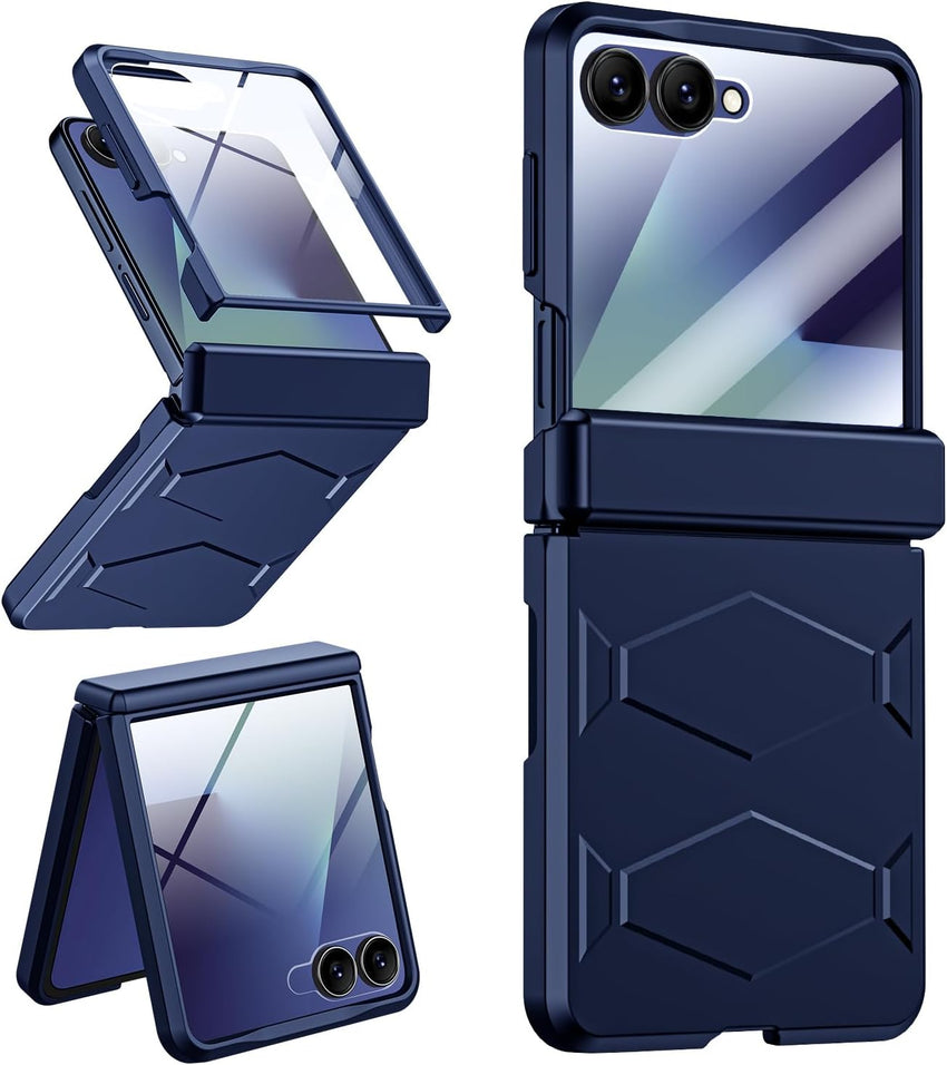 Samsung Galaxy Z Flip7 Rugged FullâBody Case NonâSlip Hinge Protection Fast Wireless Charging â Blue