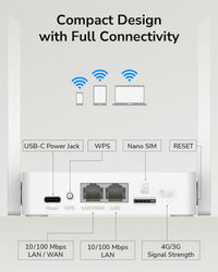 Cudy New LT300 4G LTE WiFi Router 300Mbps, Compatible with All Operators, 2 2 MIMO, No Configuration Required, OpenVPN, WireGuard