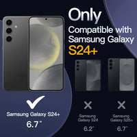 JETech 5 in 1 Case for Samsung Galaxy S24+ / S24 Plus 5G with 2-Pack Each Tempered Glass Screen Protector and Camera Lens Protector, Non-Yellowing Shockproof Bumper Phone Cover (Dark Blue)
