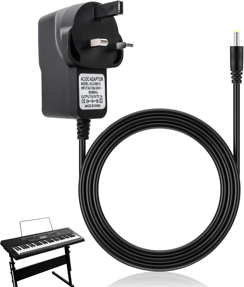 9.5V 1A AC/DC Keyboard Power Supply,2m Adapter Supply Charger Cable for Casio Electronic Piano Keyboard Plug 4mmx1.7mm,Compatible for CTK-245, CTK-3000, CTK-3200, CTK-1100, WK-220, WK-225, SA-46 SA-47