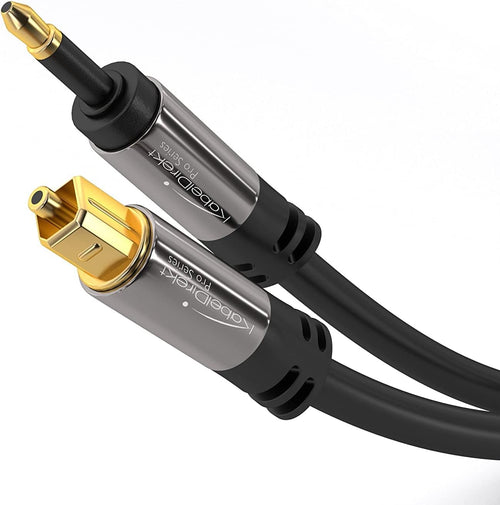 Mini-TOSLINK optical audio cable with signal protection - 1m (Mini-TOSLINK to TOSLINK, digital SPDIF/fibre optic cord for soundbars, stereo systems/amps, Hi-Fi) by CableDirect