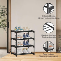 NIAWECAN Shoe Rack, 4 Tier Small Shoe Rack, Shoe Storage Rack, Sturdy Shoe Stand, Kids Toddler Adult Shoe Storage Organiser Shelf for Closet Entryway Hallway Bedroom, Space Saving