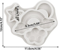 Silicone Rainbow Moulds Set of 3 Cloud Star Moon for Cake Decoration â Multi-colour