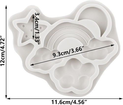 Silicone Rainbow Moulds Set of 3 Cloud Star Moon for Cake Decoration â Multi-colour