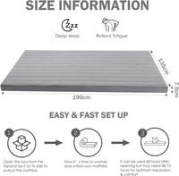 MeMoreCool Roll Up Floor Mattress Double, Portable Futon Mattress, High Density Foam Foldable Mattress with Travel Bag, Floor Lounger Sleep Mat Guest Bed Mattress for Travel, Car Tent, Gray