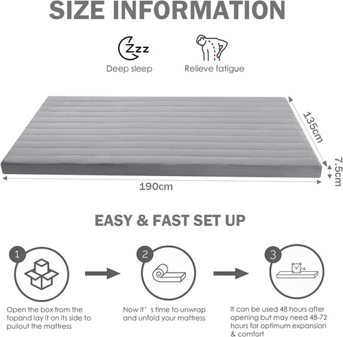 MeMoreCool Roll Up Floor Mattress Double, Portable Futon Mattress, High Density Foam Foldable Mattress with Travel Bag, Floor Lounger Sleep Mat Guest Bed Mattress for Travel, Car Tent, Gray