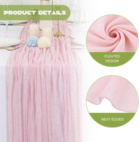 Table Runner Boho Polyester Large 90x400cm for Wedding Party Decor Pink