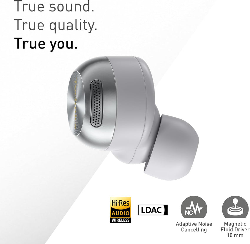 Technics EAH-AZ100E-S Wireless Earbuds with Noise Cancelling, Multipoint Bluetooth, Voice Focus AI, Comfortable In-Ear Headphones, Silver