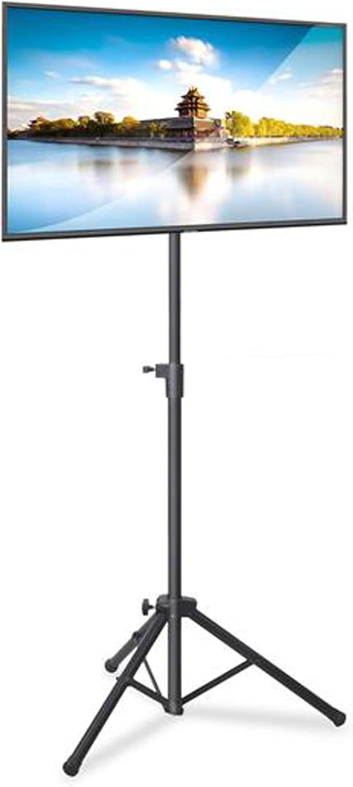 Premium LCD Flat Panel TV Tripod, Portable TV Stand, Foldable Stand Mount, Fits LCD LED Flat Screen TV Up To 32", Adjustable Height, 22 lbs Weight Capacity, VESA 200x200, 220x220