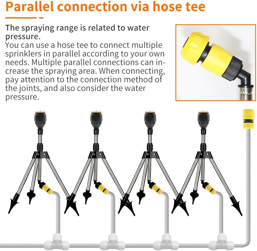 Tripod Sprinkler 360Â° Rotating Garden Water Sprinkler for Lawns â 3/4 Inch Connector