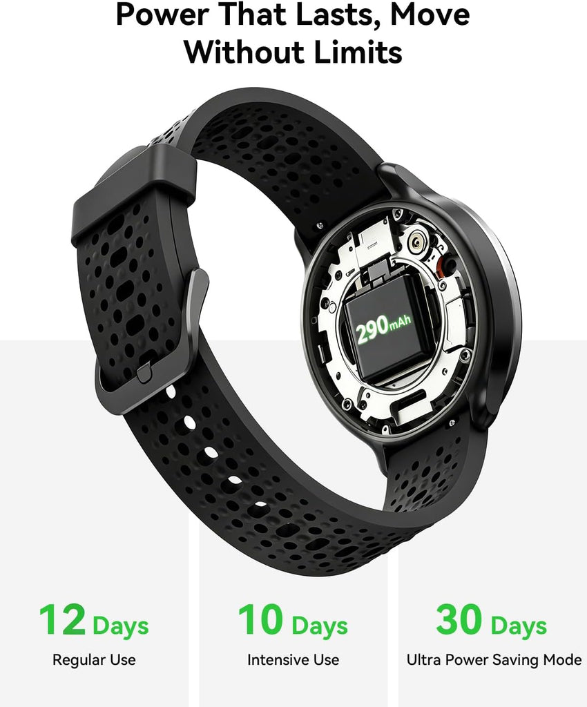 Smartwatch 1.27in Round Touch Answer/Make Calls Heart Rate Monitor for Men & Women Black