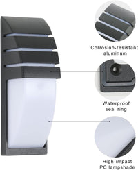 Outdoor Wall Light 12W Waterproof Aluminium Sconce 6500K Cool White â Black