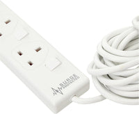 PRO ELEC PELB1942 4 Gang Switched Surge Protected Extension Lead White, 10m