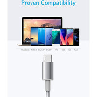 Anker USB C Charger Cable, 2-Pack 3 ft (0.9 m) USB to USB C Cable, USB A to USB C Braided Phone Charger Cable for iPhone 17/16/15, iPad Pro, Samsung Galaxy, MacBook Pro,and More(Silver
