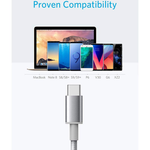 Anker USB C Charger Cable, 2-Pack 3 ft (0.9 m) USB to USB C Cable, USB A to USB C Braided Phone Charger Cable for iPhone 17/16/15, iPad Pro, Samsung Galaxy, MacBook Pro,and More(Silver