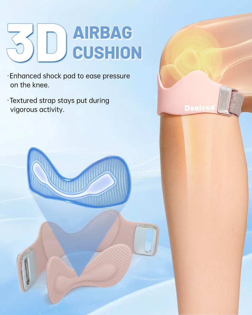 Patella Tendon Knee Strap V-Shaped 3D Cushion 2-Pack Anti-Slip Support Pink