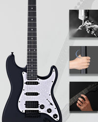 Full-Size 4/4 Electric Guitar HSS Pickup Starter Pack with 12 Accessories â Matte Black 39in