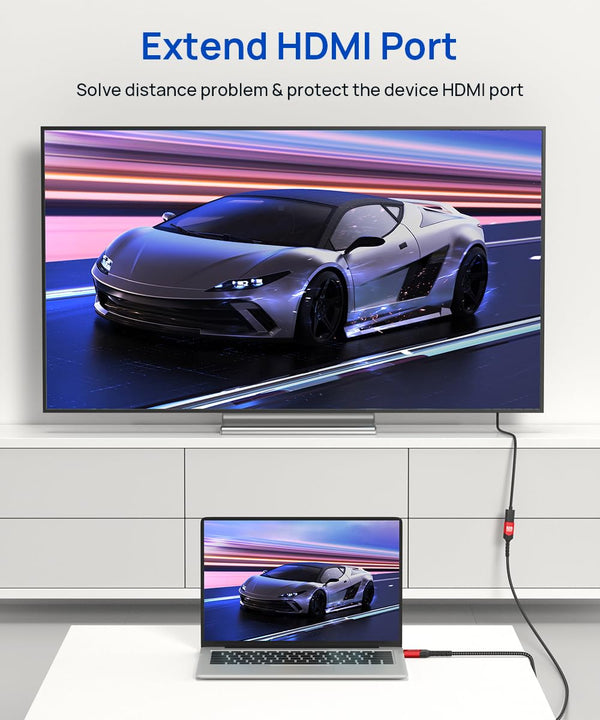JSAUX HDMI Extension Cable, 1M 4K@60Hz HDR High Speed HDMI 2.0 Extender HDMI Male to Female Lead Support 3D, 18Gbps, ARC, Ethernet Compatible for TV Stick, Roku Fire Stick, Blu-Ray, PS3/PS4 - Red